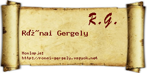 Rónai Gergely névjegykártya