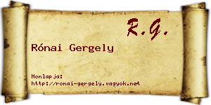Rónai Gergely névjegykártya